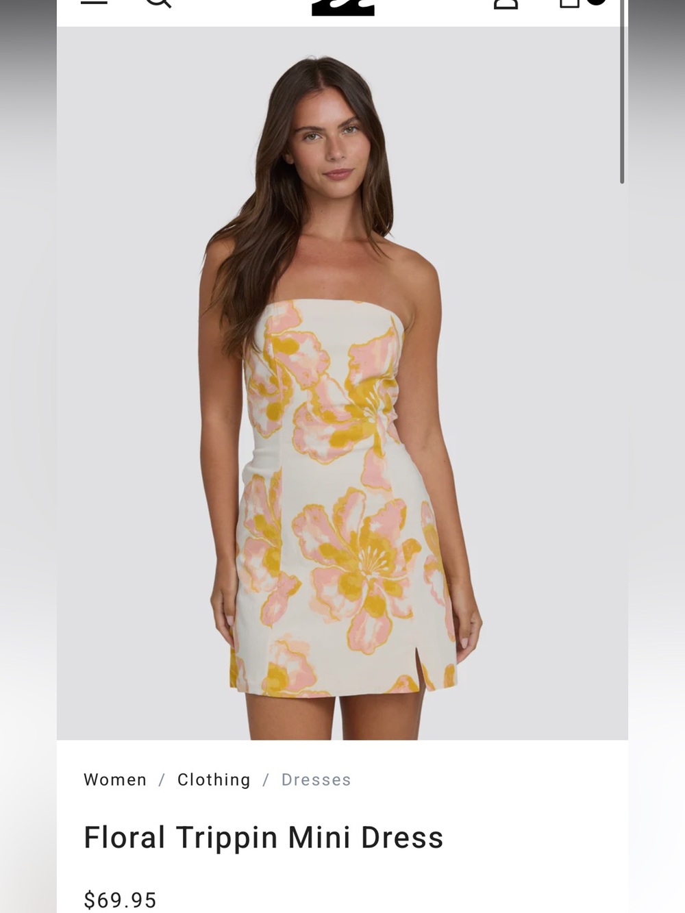 Billabong White Strapless Floral Mini Dress - “ Floral Trippin”